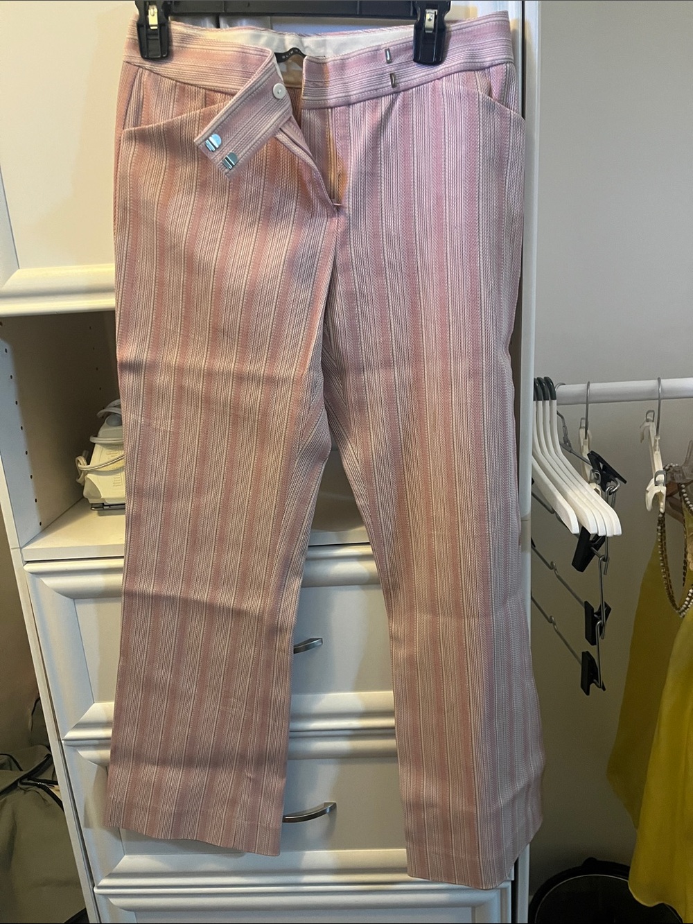 Elie Tahari Pink Striped Straight-Leg Dress Pants